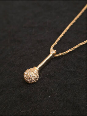 Vintage 70s Dior Germany Rhinestone Pave Orb Pendant Necklace